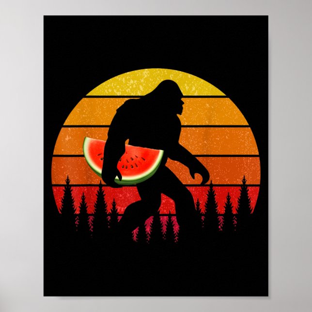 Lustiger Bigfoot mit Wassermelone Slice Melone Som Poster (Vorne)