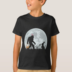 Lustiger Bigfoot Ostern Sket Hasen Silhouette Jung T-Shirt