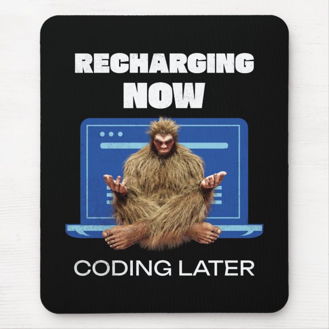 Lustiger Bigfoot-Programmierer lädt später codiere Mousepad (Vorne)