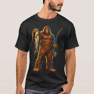 Lustiger Bigfoot Sasquatch Angeln Outdoor Camping T-Shirt