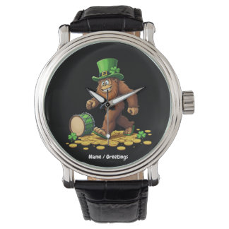 Lustiger Bigfoot Sasquatch Shamrock St. Patrick's Armbanduhr