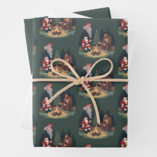 Lustiger Bigfoot Weihnachten Santa Sasquatch Campi Geschenkpapier Set