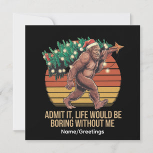 Lustiger Bigfoot-Weihnachtsbaum Retro-Sonnenunterg Einladung
