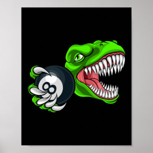 Lustiger Billard T-Rex Kunst Billard Pool P Poster