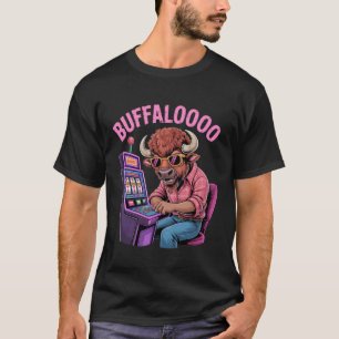 Lustiger Bison-Slot-Machine-Spieler Retro Buffaloo T-Shirt