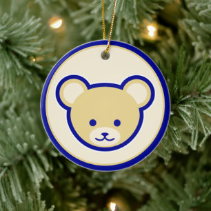 Lustiger blauer beiger Teddybär niedliche Cartoon- Keramik Ornament