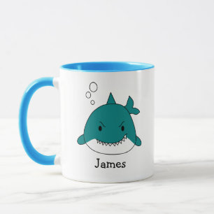 Lustiger blauer Hai personalisiert Tasse