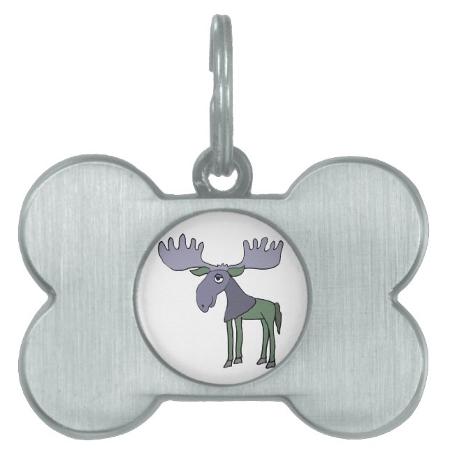 Lustiger blauer und grüner Elch-Cartoon Tiermarke (Vorderseite)