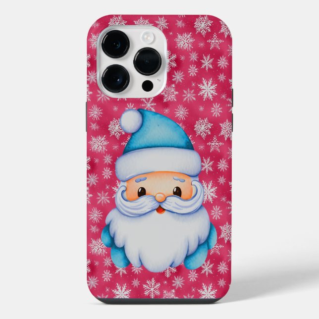 Lustiger blauer Weihnachtsmann iPhone 14 Pro Max Hülle (Rückseite)