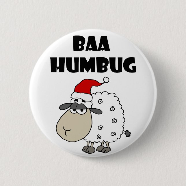 Lustiger Blökenhumbug-WeihnachtsCartoon Button (Vorderseite)