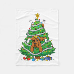 Lustiger Bloodhound-Hund Weihnachtsbaum Lichter Ki Fleecedecke