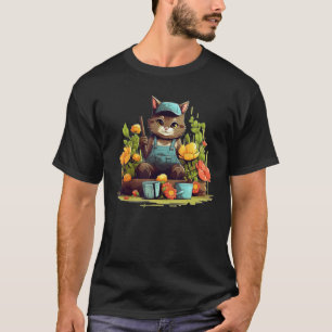 Lustiger Blumen-Gartenbau-Katzenkostüm für Mann un T-Shirt