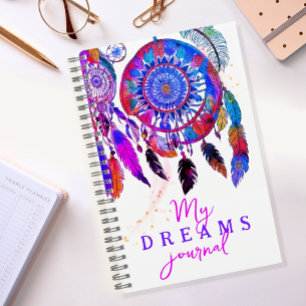 Lustiger Boho Lila Rosa Traumfänger Mädchen Aquare Notizbuch