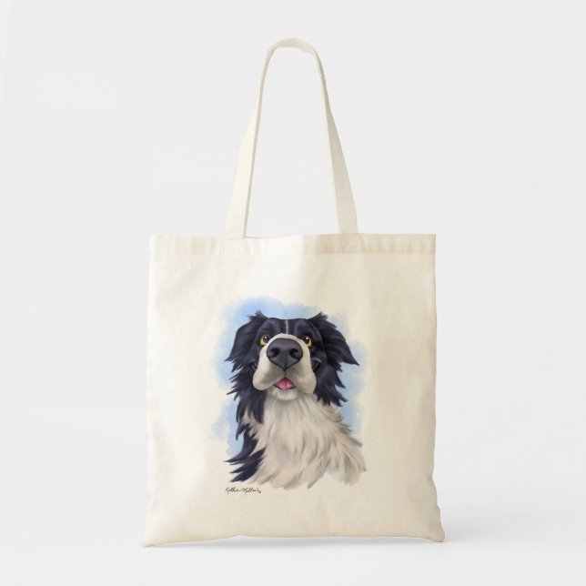 Lustiger Border Collie Cartoon  Tragetasche (Vorne)