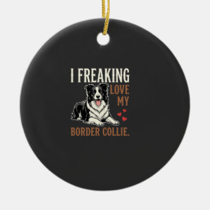 Lustiger Border Collie Liebes Hund Keramik Ornament