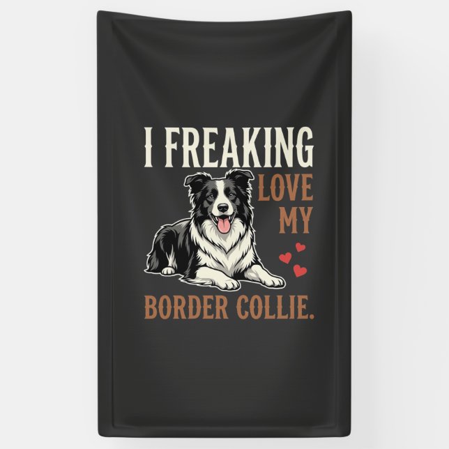 Lustiger Border Collie Liebt Hund Banner (Vertikal)