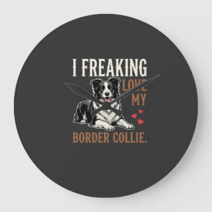 Lustiger Border Collie Liebt Hund Große Wanduhr