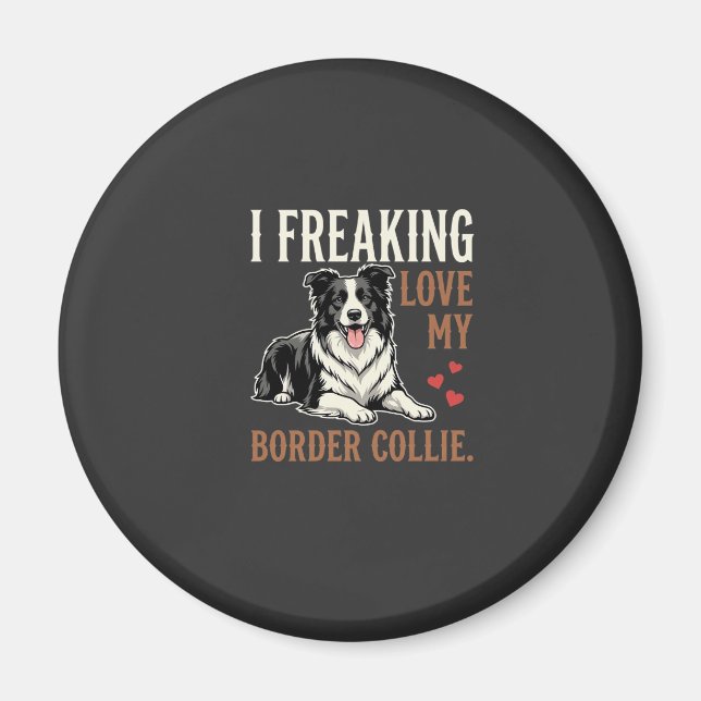 Lustiger Border Collie Liebt Hund Magnet (Vorne)