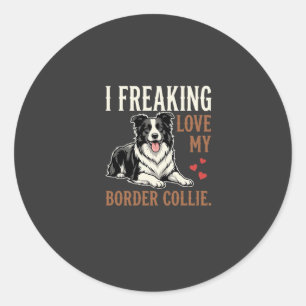 Lustiger Border Collie Liebt Hund Runder Aufkleber