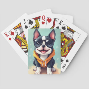 Lustiger Boston Terrier Kawaii Hund Spielkarten