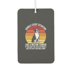 Lustiger Boston Terrier Retro Hund Haltung Autolufterfrischer