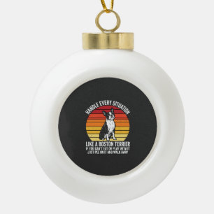 Lustiger Boston Terrier Retro-Hundeattitüde Keramik Kugel-Ornament