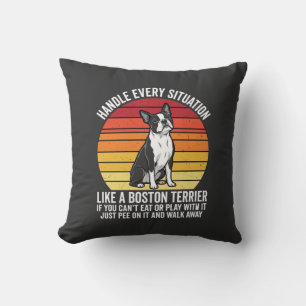 Lustiger Boston Terrier Retro-Hundeattitüde Kissen