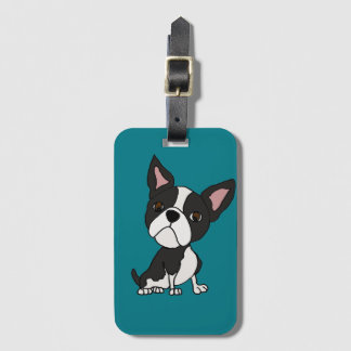 Lustiger Boston-Terrier-Welpen-HundeCartoon Gepäckanhänger