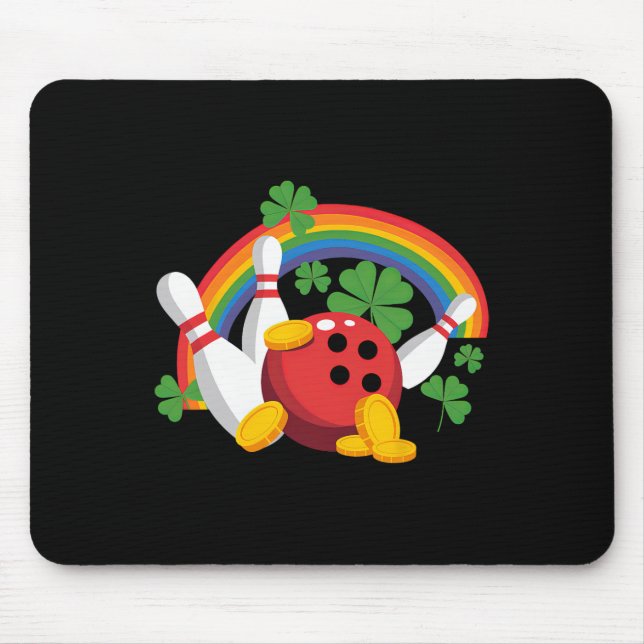 Lustiger Bowling Shamrock Leprechaun St. Patrick's Mousepad (Vorne)