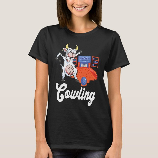 Lustiger Bowling Strike Kuh Bowling Pin Bowlingkug T-Shirt (Vorderseite)