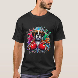 Lustiger Box-Kickbox-Fan Boxer Hund Mal-Spritzer T-Shirt