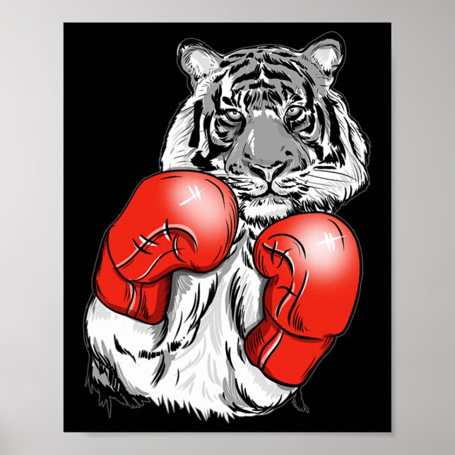 Lustiger Box-Tiger mit roten Handschuhen Kinder Er Poster (Vorne)