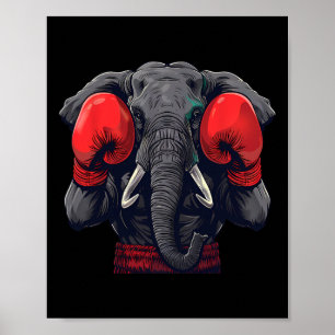 Lustiger Boxer-Elefant mit Boxhandschuhen Kickboxe Poster