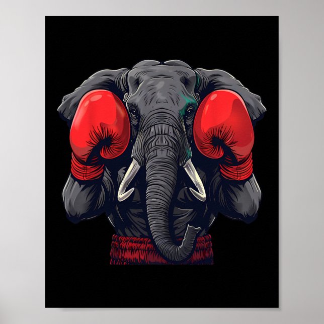 Lustiger Boxer-Elefant mit Boxhandschuhen Kickboxe Poster (Vorne)