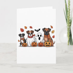 Lustiger Boxer-Geist fällt Herbstlaub Thanksgiving Karte