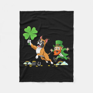 Lustiger Boxerhund Klee St. Patrick Tag Damen Herr Fleecedecke