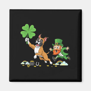 Lustiger Boxerhund Kleeblatt St Patricks Day Damen Magnet