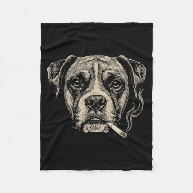 Lustiger Boxerhund-Meme raucht Zigarette  Fleecedecke (Vorderseite)
