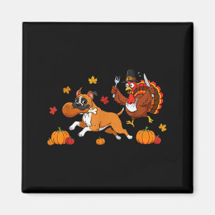 Lustiger Boxerhund Truthahn Herbst Thanksgiving Fr Magnet