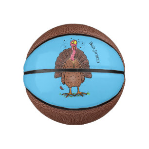 Lustiger brauner Farmtruthahn mit Fliegen Cartoon Mini Basketball