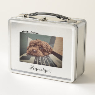 Lustiger brauner Hund Computer Woofter Haustier Ko Metall Brotdose