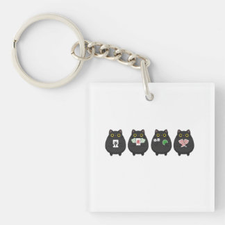 Lustiger Brettspielabend , Mahjong Black Cat Schlüsselanhänger