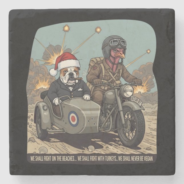 Lustiger britischer Weihnachtsstoff Steinuntersetzer (Vorderseite)