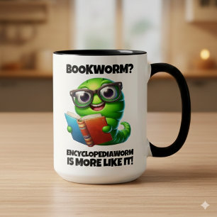 Lustiger Bücherwurm? Eher Enzyklopädiewurm! Tasse
