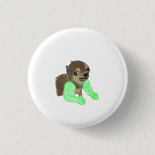 Lustiger Buff-Hund mit muskulösen Armen Meme-Gesch Button