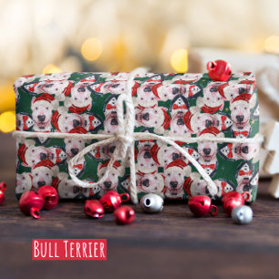 Lustiger Bull Terrier Weihnachtsstoff Geschenkpapier