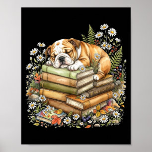 Lustiger Bulldogge Cottagecore Fairycore Bibliothe Poster