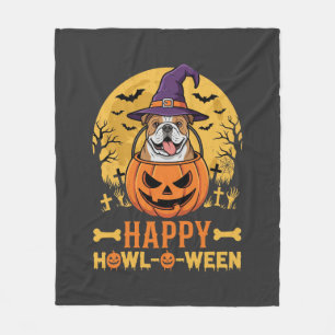 Lustiger Bulldogge Halloween Frohes Howl-O-Ween Vi Fleecedecke