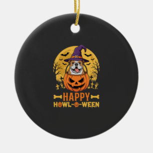 Lustiger Bulldogge Halloween Frohes Howl-O-Ween Vi Keramik Ornament