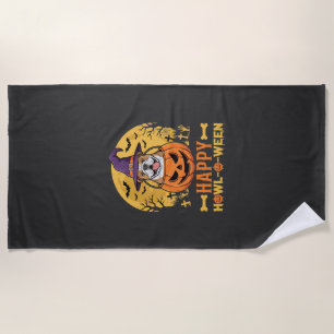 Lustiger Bulldogge Halloween Frohes Howl-O-Ween Vi Strandtuch